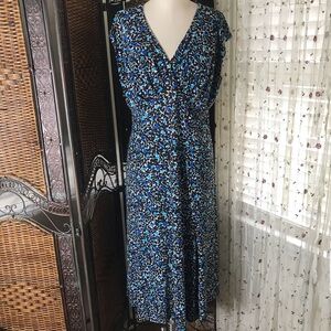 Jones New York Black and Blue Midi Dress